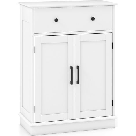 Meuble de rangement salle de bain 56 x 30 x 80 cm grand espace de rangement en MDF blanc