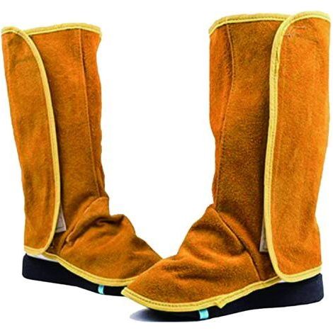 Guêtres de soudage en cuir résistantes à la chaleur - Protection contre la transpiration - 1 paire de guêtres en cuir - Protection contre les flammes - Chaussures de travail - Guêtres de (1/5)