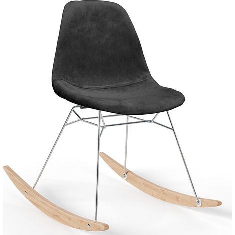 Mecedora Moderna para Adultos Tapizada en Tela – Patas de Acero y Madera - Skögur