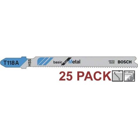 25 x Bosch T118A 92mm Thin Sheet Metal Jigsaw Blades