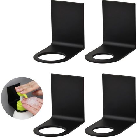CSPARKV 4 Pièces Porte Bouteille Mural pour Distributeur Savon Mural sans Percage Porte-Bouteille pour Soap Dispenser/Flacon Pompe Vide/Distributeur Shampoing et Gel Douche/Distributeur de Savon (1/4)