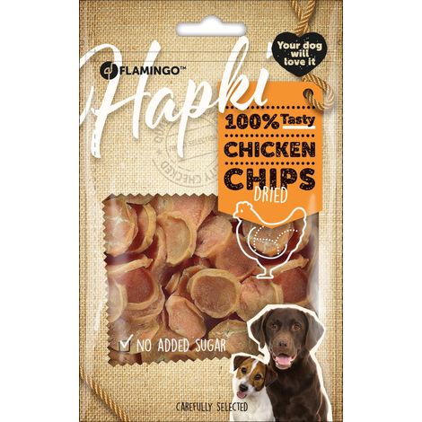 Friandises chips poulet Hapki 85 g pour chien - Flamingo (1/3)