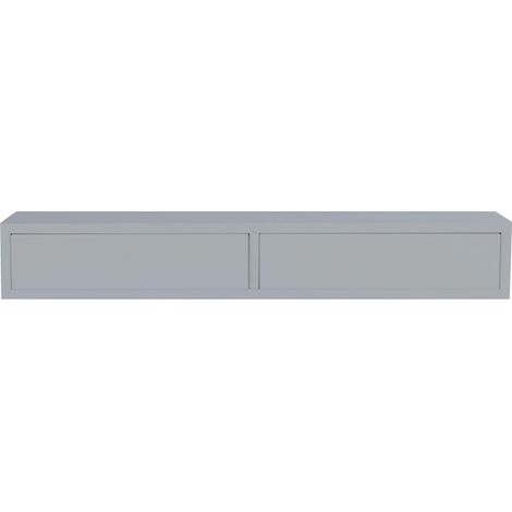 Tiroir suspendu 2 tiroirs étagère murale design salon moderne Domino - Gris