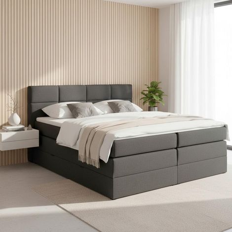 Mömax Boxspringbett Greta Grau ca. 180x200 cm mit Topper (1/5)