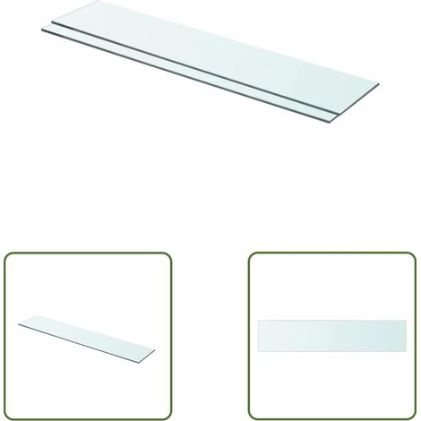 The Living Store Panneaux d'étagère 2 pcs Verre Transparent 70x15 cm - Etagere Murale - Étagère Transparente - Étagère Verre Trempé - Décoration Murale - Rangement Mural (1/3)