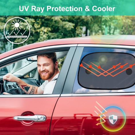 Parasol para coche YMYNY para bebé, para ventanilla infantil, red de protección solar, protección UV/calor, incluye bolsa de almacenamiento, 50 x 30 cm (2 unidades) (1/4)