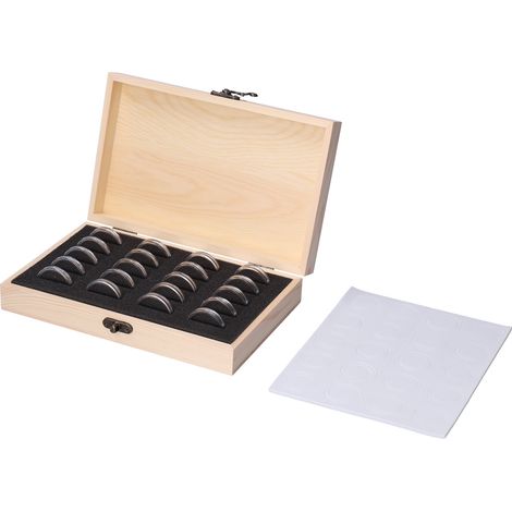 Boîte de rangement en bois à 20 compartiments pour pièces de monnaie, idéale pour la maison, le bureau ou le salon. (1/5)