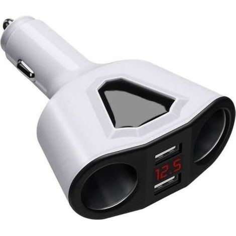 Chargeur de voiture 12V/24V, double prise allume-cigare et double port USB pour alimenter vos appareils en déplacement (1/4)
