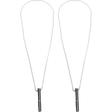 2 PCS Collier Anti-Stress en Acier Inoxydable - Sifflet de Méditation pour Exercice Respiratoire et Relaxation (1/5)