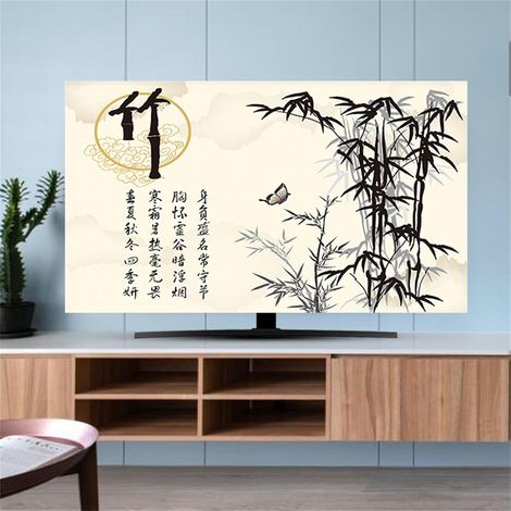 Protective TV Cover, 3D Green Bamboo Pattern, 32-80 inch TV Cover, Elastic TV Cover, Dustproof Computer Screen Protector (45-48 inch, Chinese Style) (1/5)