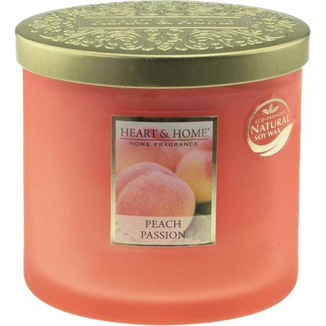 Bougie ellipse 2 mèches Heart and Home Pêche Passion (1/3)