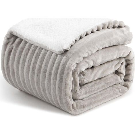 Bardusch-Couverture polaire sherpa 150×200 cm beige, épaisse et confortable, jeté canapé/lit hiver (1/5)