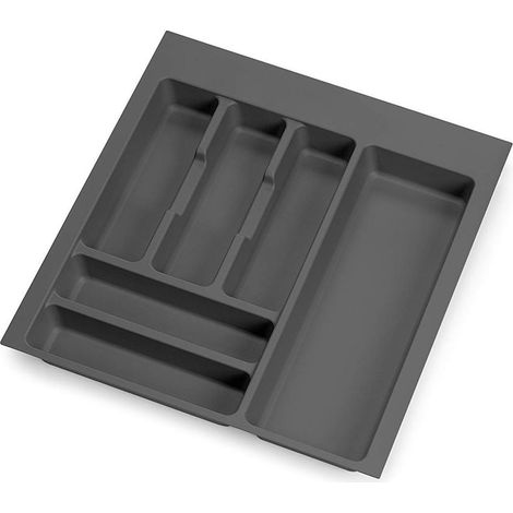 Organisateur de Couverts, organiseur de tiroir de cuisine, range-couverts 436x482mm, 6 compartiments, module 50cm, plastique, gris anthracite (1/5)
