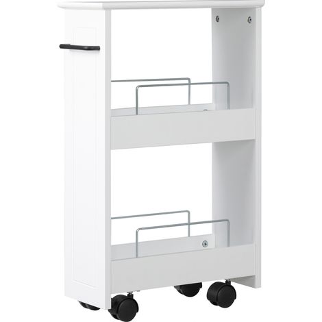 Platzsparender, multifunktionaler MDF-Rollwagen, 42,5 x 20,3 x 66,7 cm, weiß (1/5)