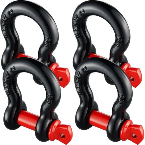 Lot de 4 manilles en D 15,9 mm avec axe fileté 19 mm résistance 13 tonnes pour usages intensifs et sécurisés (1/5)