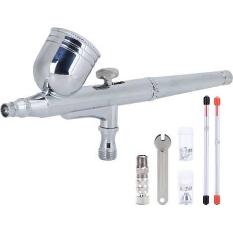 Aérographe de peinture, outil de peinture, pistolet à peinture à alimentation par gravité, multifonctionnel avec 2 buses et 3 aiguilles (1/5)