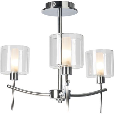 Litecraft Laverne Ceiling Light Bathroom Semi Flush Mount 3 Arm - Polished Chrome (1/5)