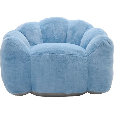 Sillón compacto individual con forma de loto de terciopelo azul 110x110x68 cm HOMVRA (1/5)