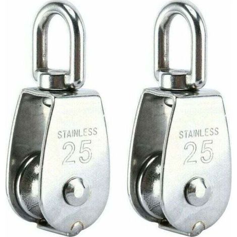Poulie de Levage, Poulie Simple en Acier Inoxydable 304 Poulie Simple M25 Charge 150kg, Lot de 2 (1/4)