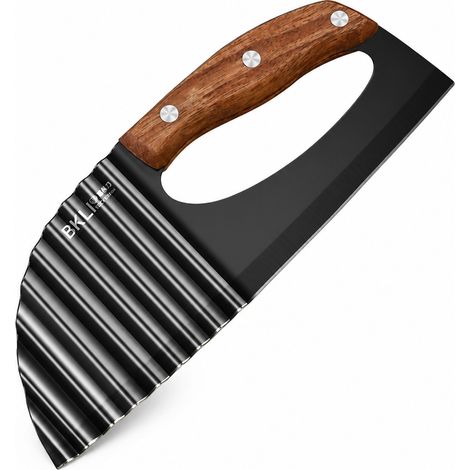 Coupe-Pommes de Terre Ondulé en Acier Inoxydable, Couteau à Légumes à Manche en Bois (1/5)