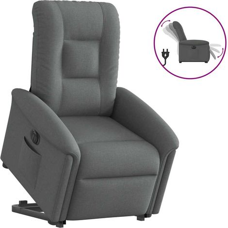 Relaxsessel mit Aufstehhilfe Elektrisch Dunkelgrau Stoff