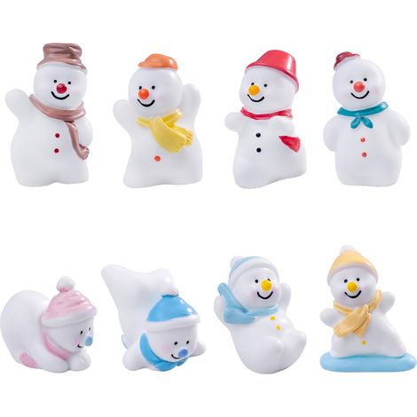 8Pcs Mini Figurines de Bonhomme de Neige Résine Figurines Miniatures Mignon Ornements de Décoration de pour Jardin - MMCD-ZGL-05103 (1/5)