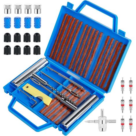 Kit 55 Pièces Réparation Pneu, Acier Inoxydable, Caoutchouc Naturel, Pour Voiture, Moto, Camion, VTT