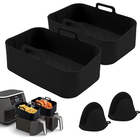 4 pièces, accessoires pour friteuse double, accessoires alimentaires - noir (1/5)