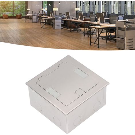 Universelle Unterputz-Bodensteckdose aus silberfarbenem Edelstahl, 16 A, Doppelsteckdose, drei Löcher, USB-Anschluss, Netzwerkanschluss, Marmoroptik, 250 V Wechselstrom (1/5)