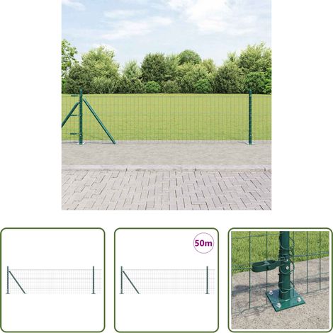 Terrassenzaun - Zaun mit Pfosten Grün 0,4 x 50 m Stahl und PVC (1/5)