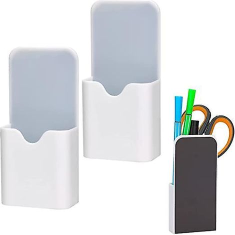 blanc 2 Pices 5.6 12cm, Support De Stylo Magntique Marqueur Magntique, Support De Crayon De Rservoir Organisateur De Porte - Stylo Magntique Fou (1/5)