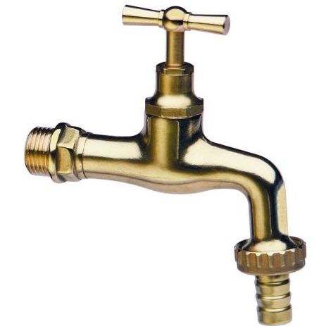 RUBINETTO CON PORTAGOMMA IN OTTONE LUCIDO ATTACCO 1/2" M FONTANA GIARDINO