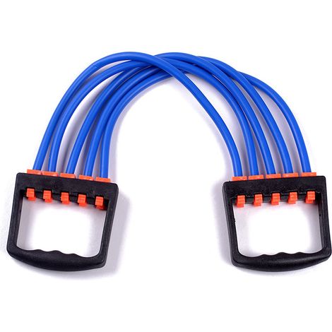 Extenseur de poitrine détachable, 5 bandes de résistance pour le renforcement musculaire des pectoraux, corde de traction bleue (1/5)