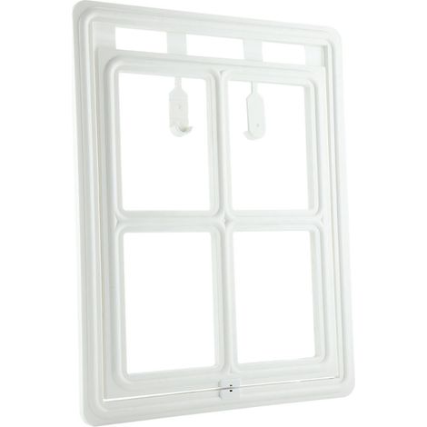 Porte pour animaux de compagnie (chiot, chat) en plastique avec fermeture magnétique et volet de sécurité pour fenêtre moustiquaire (blanc XL) (1/5)