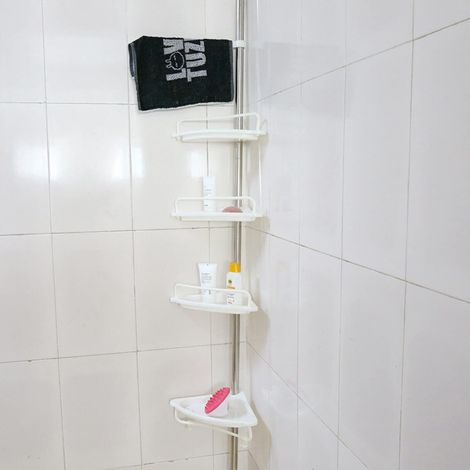 4Th Floor Corner Shower Rack Telescopic Storage Rack No Drilling Bathroom Shelf for Bathroom and Toilet (1/5)