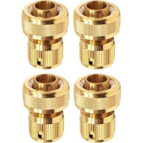Raccord d'Arrosage 19 mm (3/4") en Laiton, Rapide Raccord Connecteurs pour Tuyau d’arrosage dans Le Jardin - Lot de 4 (1/5)