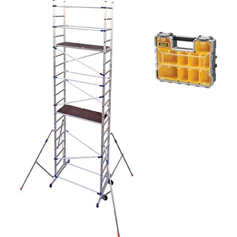 Echafaudage 2 plateaux - Hauteur travail 6.46m + Organisateur 10 compartiments STANLEY - PN/CLA-ORGANISA (1/5)