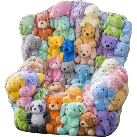 Pouf de rangement transparent pour animaux en peluche pour enfants et adultes, salle de jeux – Sac de rangement de grande capacité pour poupées en peluche imperméable – Housse uniquement et sans (1/5)