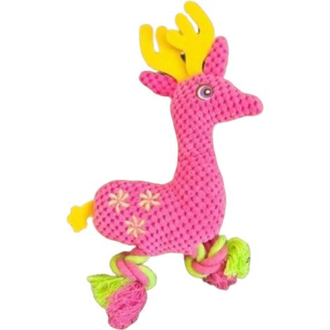 Peluche Deer Jouet pour chien – sonore avec Knotted Rope Legs – pour chiens Snuggling réduction de l'anxiété – Rouge (1/5)