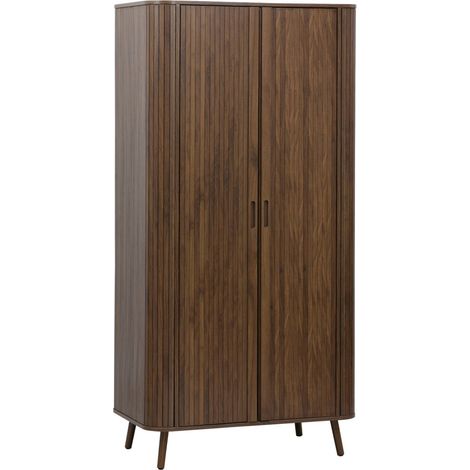 2-door grooved wood effect wardrobe with shelf and hanging rail, L 90 x D 60 x H 180cm (1/5)