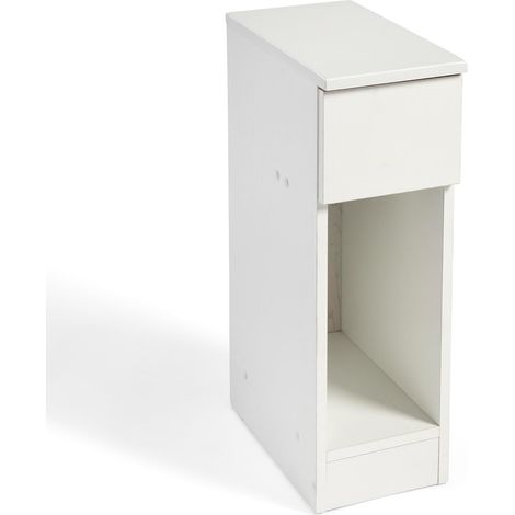 Mesita de Noche Slim para Dormitorio Estilo Contemporáneo en Color Blanco 1 Cajón y 1 Hueco 60x35x24 cm (1/5)