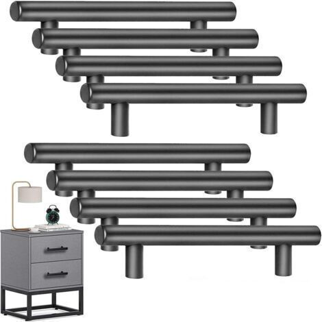 Lot de 8 Poignee de Meuble Cuisine,Poignée Meuble en Acier Inoxydable, Poignet de Porte Cuisine Noire Entraxe 128 mm , pour Armoire Tiroir(Avec Vis)