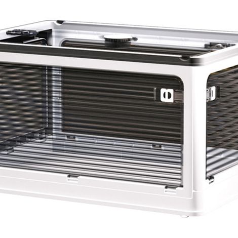 Boîte de rangement Rimier, pour vêtements et couvertures, boîte de rangement pliable en plastique transparent, organisateur de jouets et vêtements, marron - Ningxin blanc, taille moyenne (1/5)