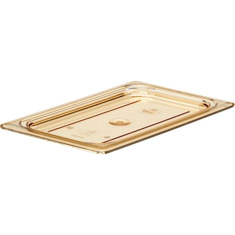 Couvercle plat GN 1/4 - Haute température - 16.2 x 26.5 cm - Ambre - Lot de 6 - Cambro
