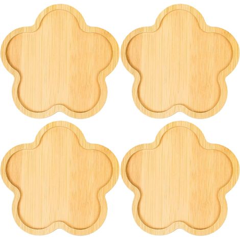 Set aus 4 Untersetzern aus Holz - Handgefertigte, verdickte und hitzebeständige Getränkeuntersetzer, geeignet für Büros, Bars und Landhäuser - Getränkeuntersetzer aus natürlichem Bambus zum Schutz des