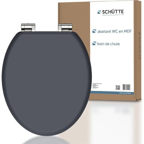 Toilette Bois avec frein de chute Massif Abattant WC Bois Avec abattant durable Très grande résistance au poids Testée jusqu'à 175kg Gris (1/5)