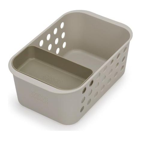 Joseph Joseph EasyStore - Cestino organizzatore portaoggetti per accessori bagno, con vassoio mobile- Piccolo, Beige (1/5)