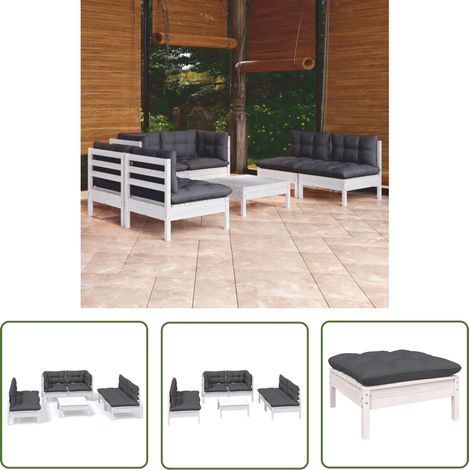 The Living Store 7-tlg. Garten-Lounge-Set mit Kissen Kiefer Massivholz - Garten Lounge Set - Kiefernholzmöbel - Outdoor Möbel - Gartenzubehör - Loungemöbel (1/5)