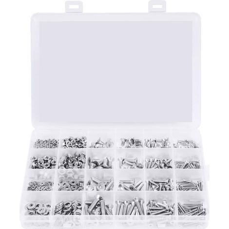 880Pcs 304 En Acier Inoxydable Fraisee Tete Hexagonale Combinaison Boulon M2 M3 M4 M5 Ecrou A Six Pans Rondelle Vis Kit Combine (1/5)