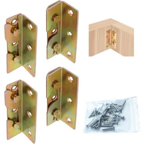 Supports de Fixation Robuste pour Rail de Lit Equerre Metal Connecteurs Raccord pour Projet de Cadre de Lit Chromé Jaune Lot de 4 (1/5)